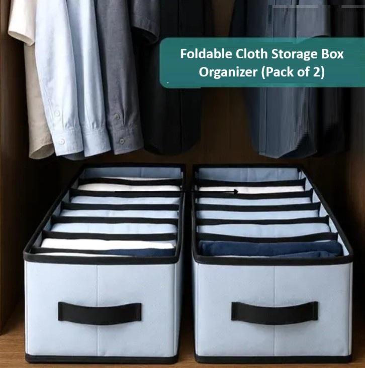 Foldable Stackable Storage Box Clothe Organizer (Pack of 2)
