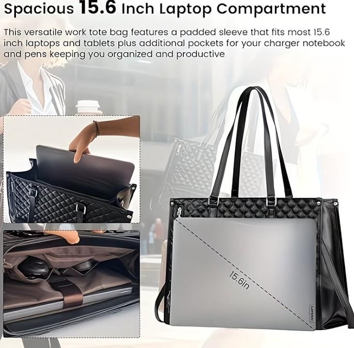 Tote Bag With 15.6-Inch Laptop + Insulated Tiffin Compartment